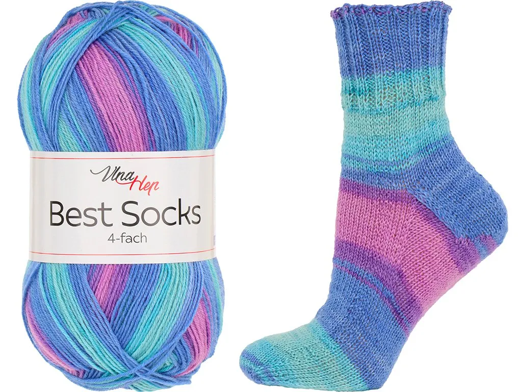 Ponožková příze Best Socks 7407 modrotyrkysovorůžová