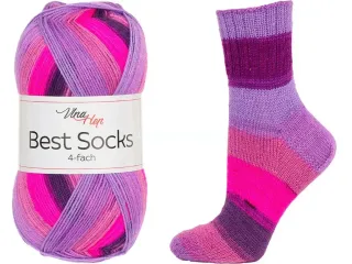 Ponožková příze Best Socks 7724 odstíny růžové a fialové